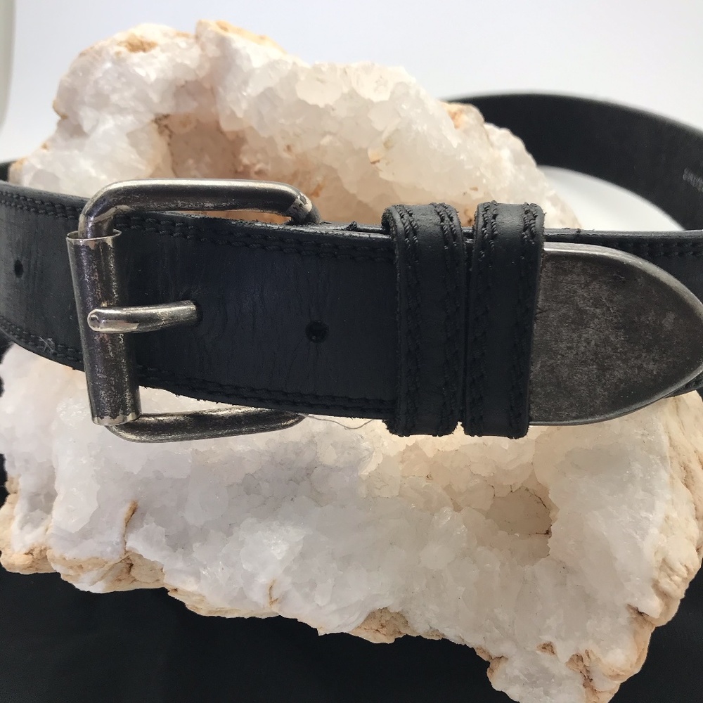 Black Leather & Silver Hardware Women's Belt